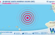 Scossa di terremoto magnitudo 2.7 nei pressi di Santa Marina Salina (ME)