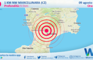 Scossa di terremoto magnitudo 2.9 nei pressi di Marcellinara (CZ)