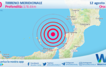 Scossa di terremoto magnitudo 3.0 nel Tirreno Meridionale (MARE)