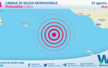 Scossa di terremoto magnitudo 3.4 nel Canale di Sicilia meridionale (MARE)