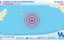 Scossa di terremoto magnitudo 2.7 nel Canale di Sicilia meridionale (MARE)