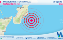 Scossa di terremoto magnitudo 2.7 nel Mar Ionio Settentrionale (MARE)