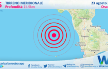 Scossa di terremoto magnitudo 2.5 nel Tirreno Meridionale (MARE)