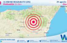 Scossa di terremoto magnitudo 2.9 nei pressi di Regalbuto (EN)