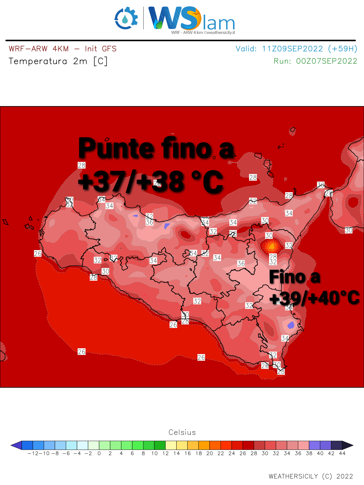 Meteo Sicilia: venerdì apice del caldo. Punte fino a +40°C! poi breve calo termico.