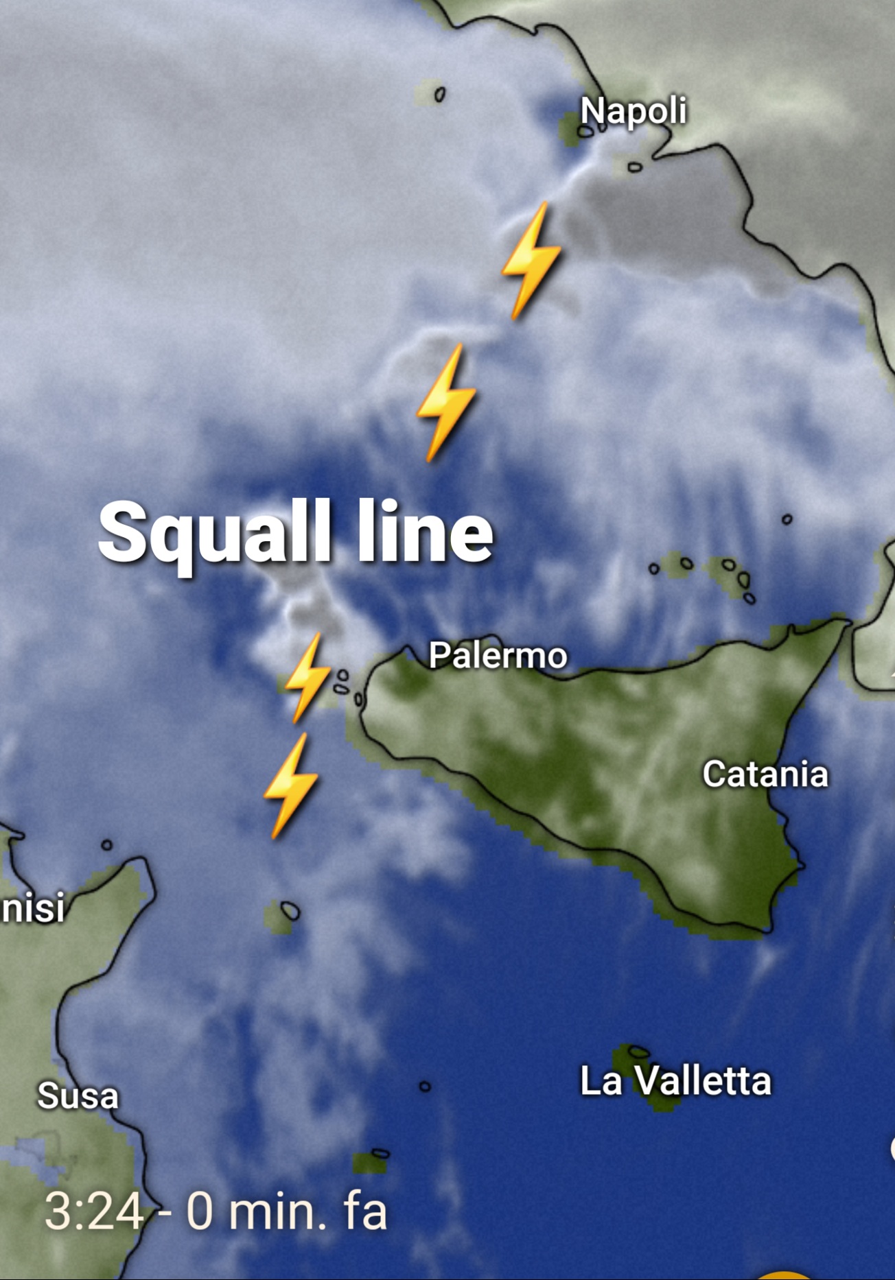 Meteo Sicilia: linea temporalesca sulle Egadi! Fulminazioni e piogge già in atto sul trapanese.