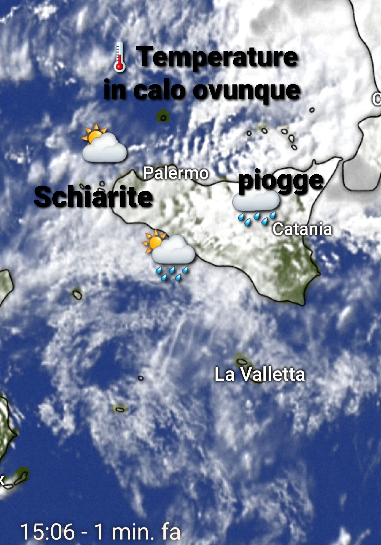 Meteo Sicilia: migliora nei settori occidentali. Ancora locali piogge e rovesci altrove nelle prossime ore!