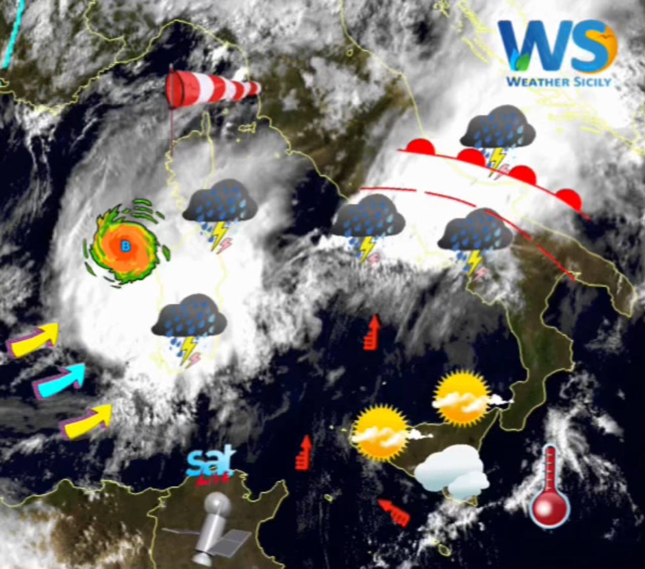 Meteo Sicilia: l'evoluzione per le prossime ore vista dal sat live!