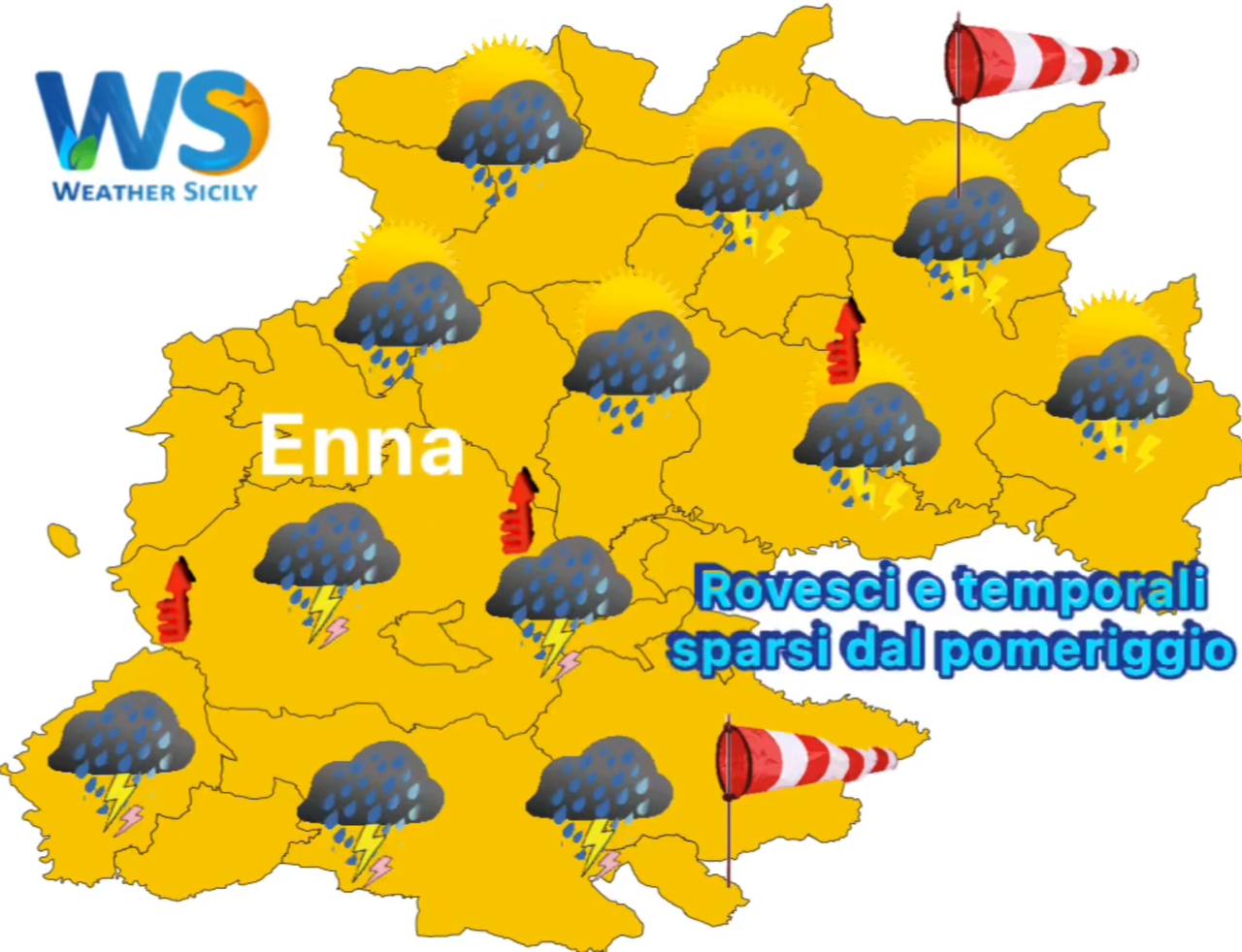 Meteo Enna e provincia: maltempo domani! piogge e locali temporali attesi.