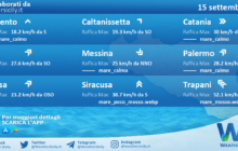 Sicilia: condizioni meteo-marine previste per giovedì 15 settembre 2022