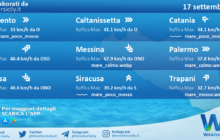 Sicilia: condizioni meteo-marine previste per sabato 17 settembre 2022