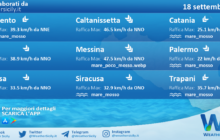 Sicilia: condizioni meteo-marine previste per domenica 18 settembre 2022