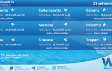 Sicilia: condizioni meteo-marine previste per mercoledì 21 settembre 2022