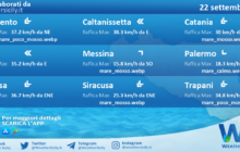 Sicilia: condizioni meteo-marine previste per giovedì 22 settembre 2022