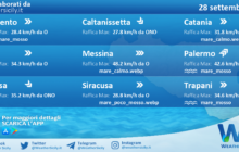 Sicilia: condizioni meteo-marine previste per mercoledì 28 settembre 2022