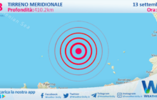 Scossa di terremoto magnitudo 3.3 nel Tirreno Meridionale (MARE)
