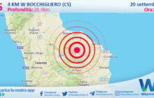 Scossa di terremoto magnitudo 2.5 nei pressi di Bocchigliero (CS)