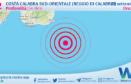 Scossa di terremoto magnitudo 3.2 nei pressi di Costa Calabra sud-orientale (Reggio di Calabria)