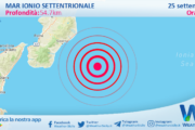 Scossa di terremoto magnitudo 2.6 nel Mar Ionio Settentrionale (MARE)