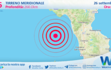 Scossa di terremoto magnitudo 2.6 nel Tirreno Meridionale (MARE)