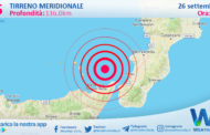 Scossa di terremoto magnitudo 2.5 nel Tirreno Meridionale (MARE)