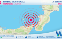 Scossa di terremoto magnitudo 2.5 nel Tirreno Meridionale (MARE)