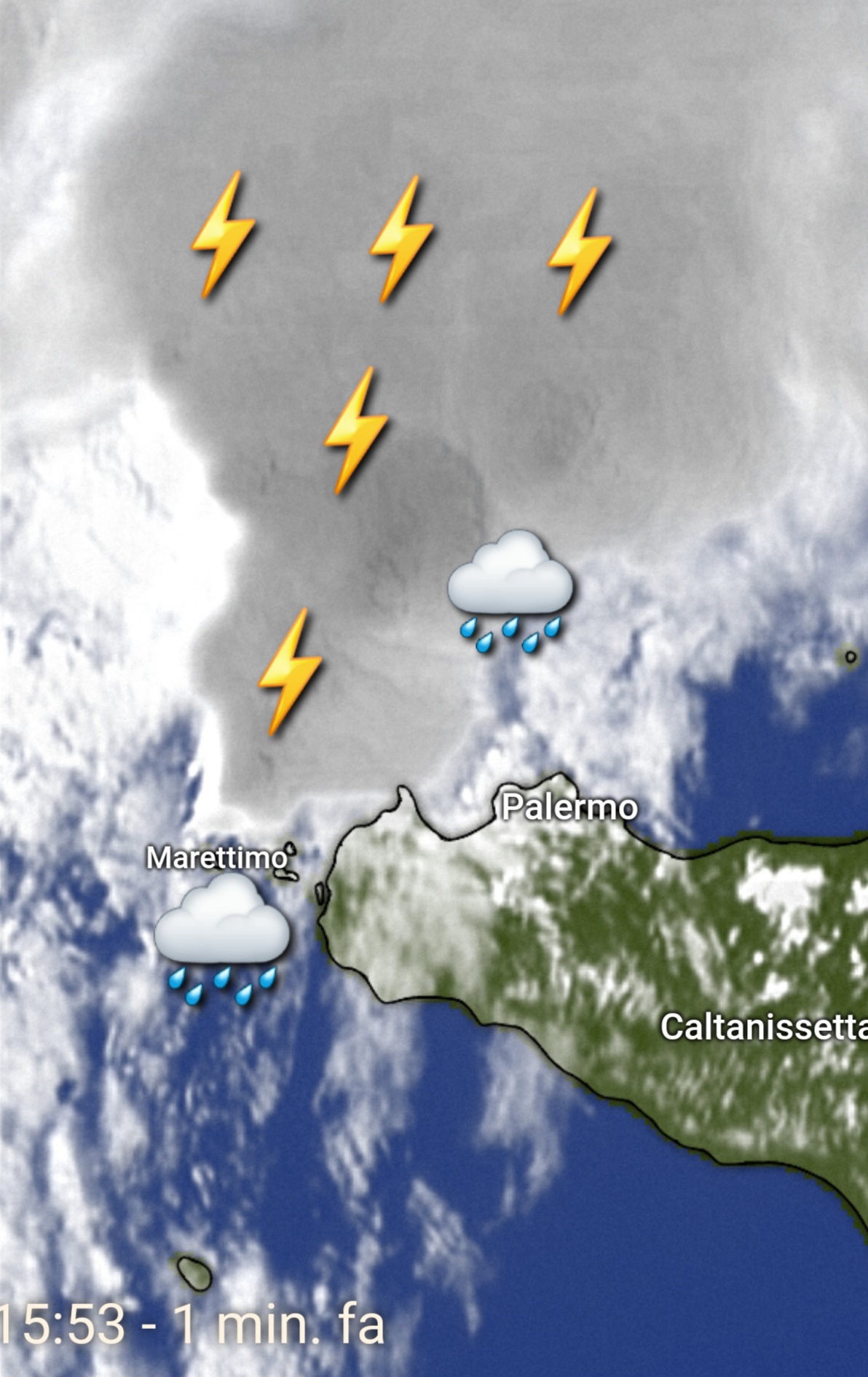 Meteo Sicilia: intensa linea temporalesca tra il basso Tirreno e il trapanese! La situazione live.