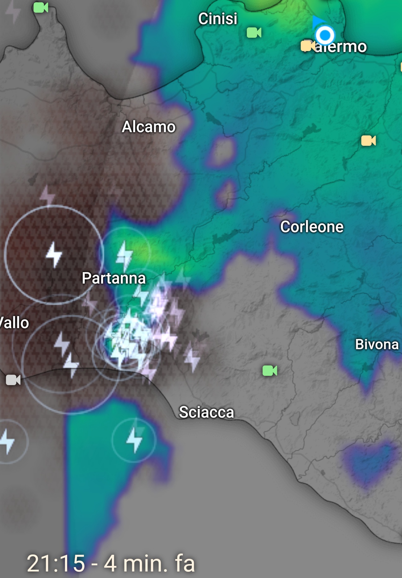 Meteo Sicilia: Temporali e nubifragi sull'agrigentino! La situazione vista tramite sat live.