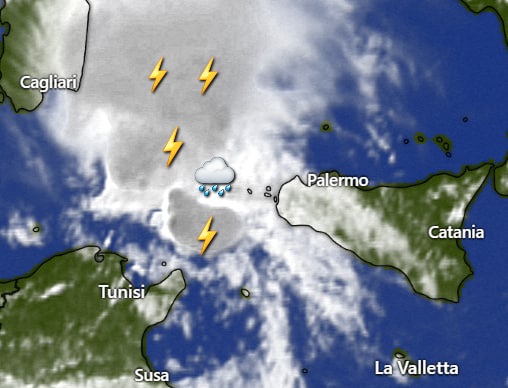 Meteo Sicilia: focus live: primi temporali ad W dell'isola.