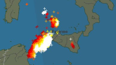 Meteo Sicilia: primi temporali su trapanese e palermitano! Rischio nubifragi sul basso trapanese. La situazione vista dal sat live