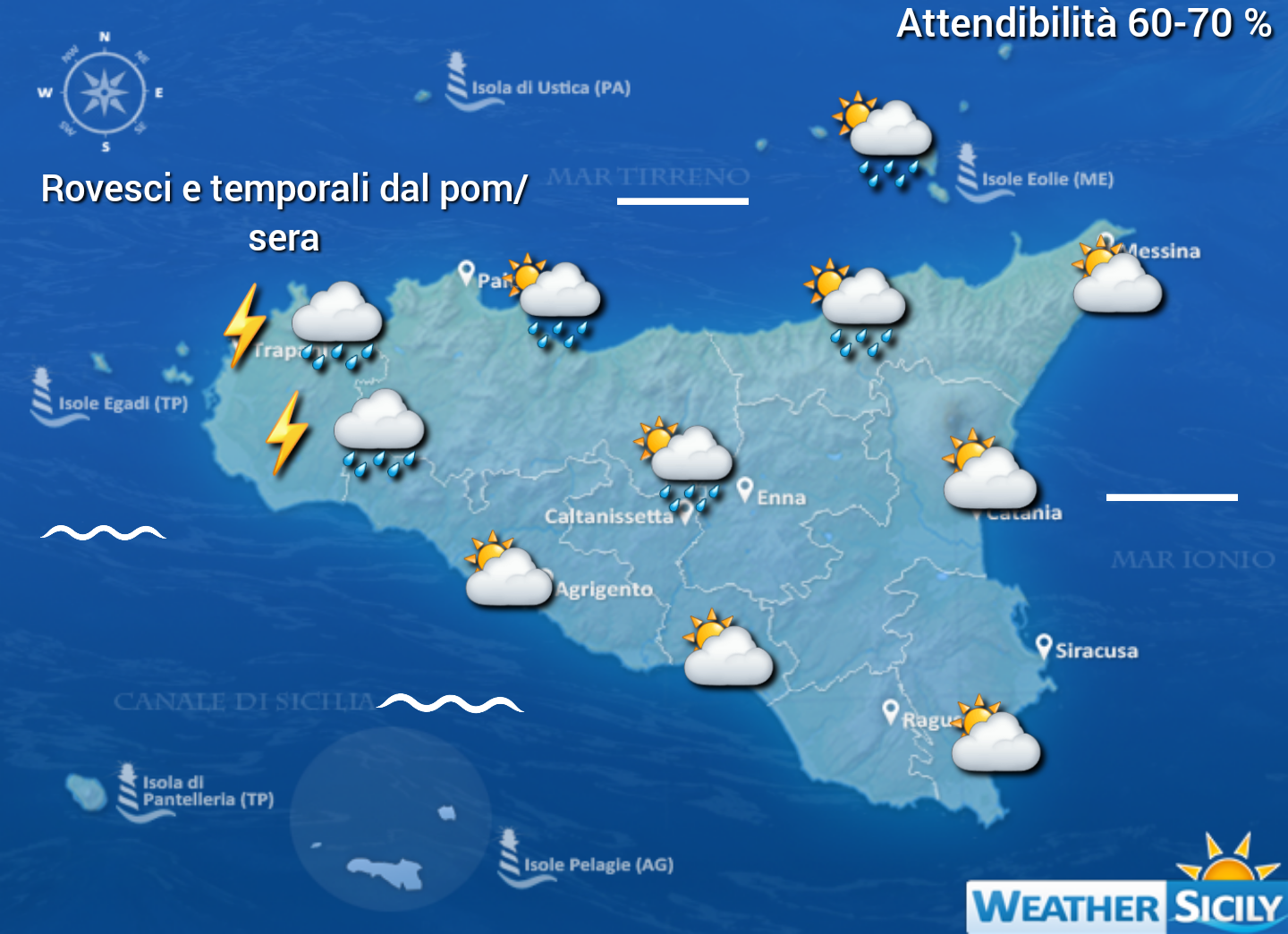 Meteo Sicilia: rovesci e temporali in arrivo tra il pomeriggio/sera odierno sui settori occidentali!