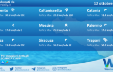 Sicilia: condizioni meteo-marine previste per mercoledì 12 ottobre 2022