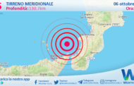 Scossa di terremoto magnitudo 2.5 nel Tirreno Meridionale (MARE)