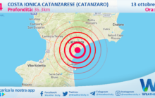 Scossa di terremoto magnitudo 4.4 nei pressi di Costa Ionica Catanzarese (Catanzaro)