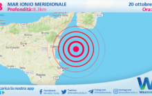 Scossa di terremoto magnitudo 3.3 nel Mar Ionio Meridionale (MARE)