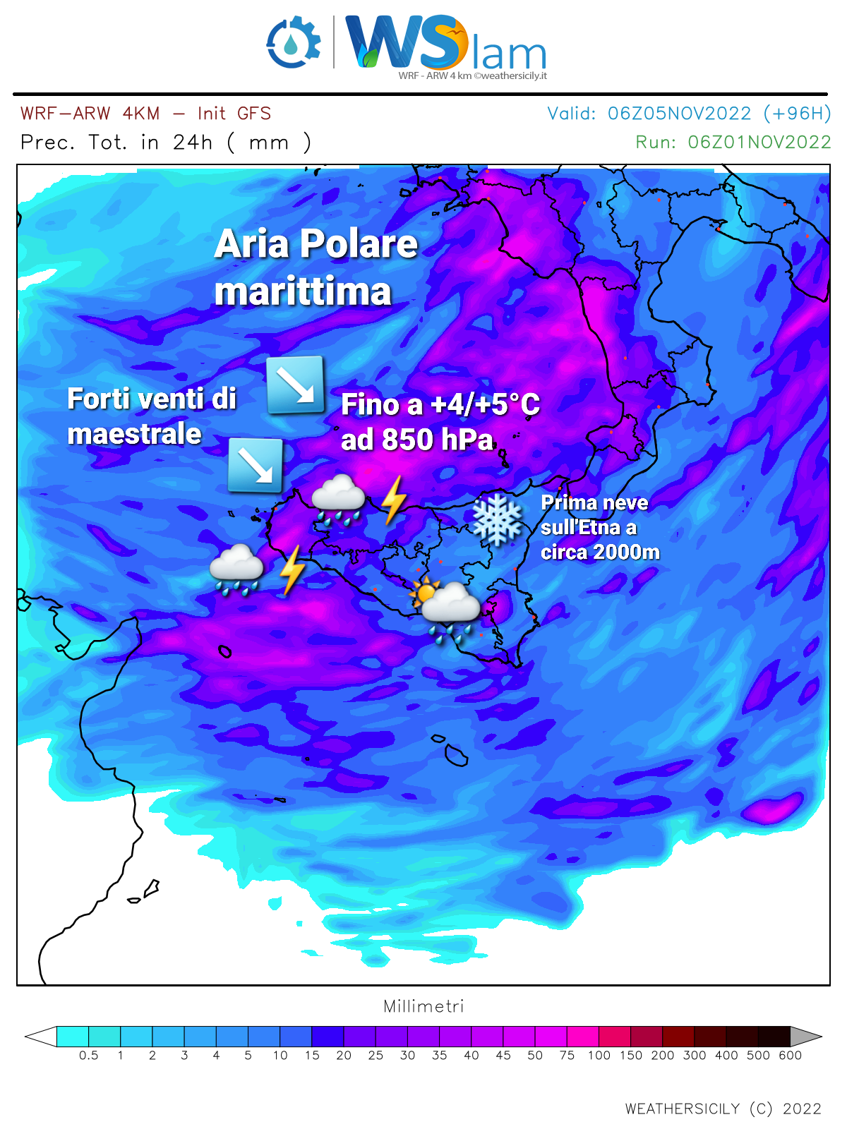 Meteo Sicilia: in arrivo forte maltempo ed un crollo termico nel weekend! Attesa la prima neve stagionale sull'Etna.