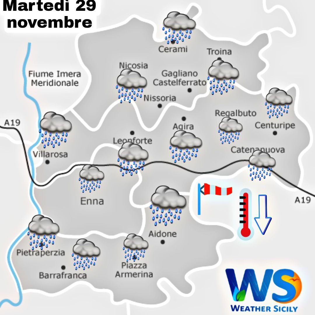 Meteo Enna e  provincia: maltempo e calo termico domani!