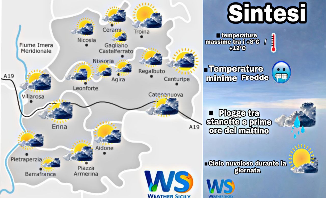 Meteo Enna e provincia: variabilità domani con freddo al mattino!