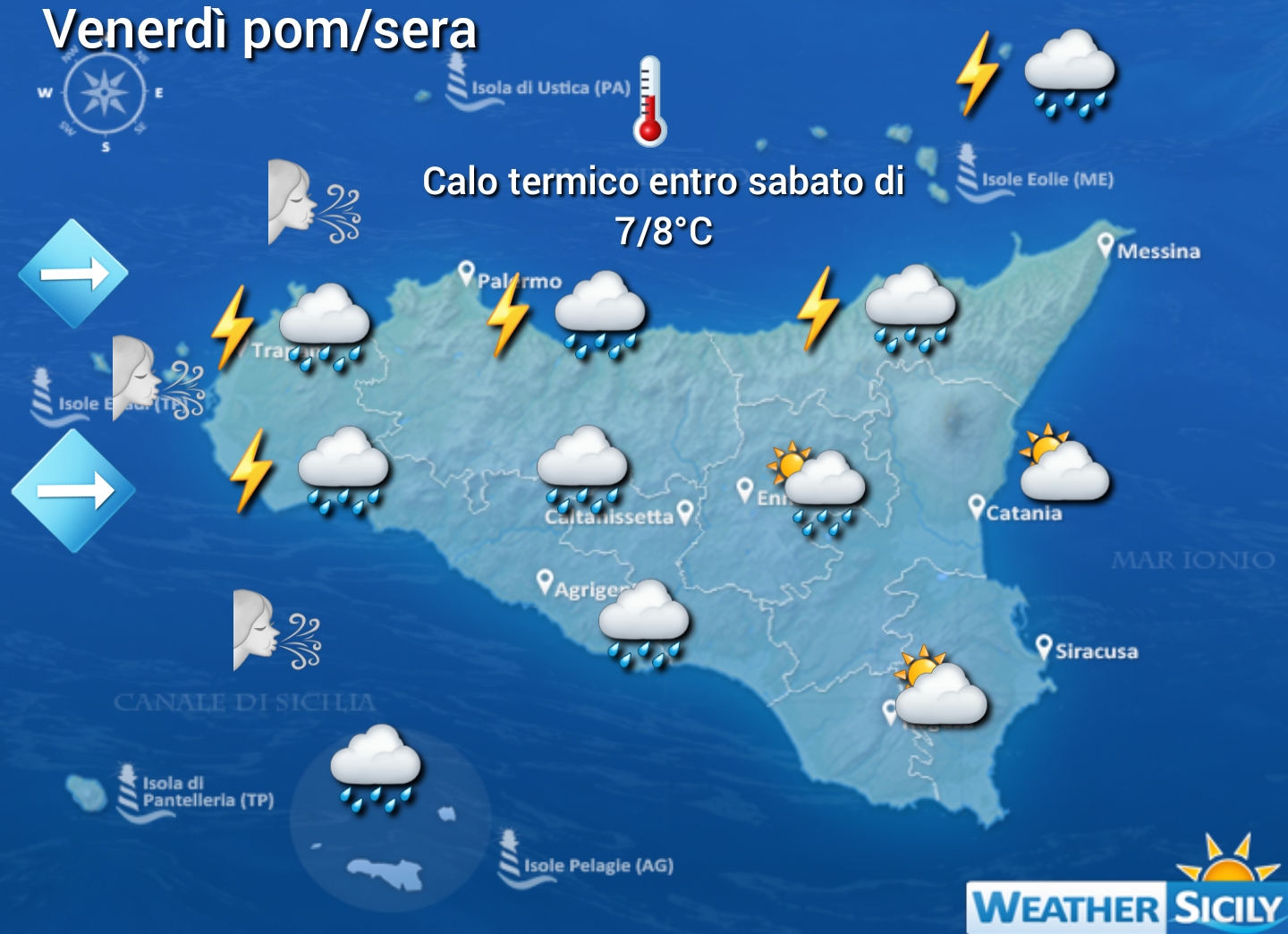 Meteo Sicilia: rovesci e temporali in arrivo da venerdì pomeriggio. Crollo termico entro sabato!