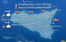 Meteo Sicilia: forti venti meridionali tra stanotte e domani mattina. Fino a +27/+28°C sul settore tirrenico settentrionale! Poi maltempo e crollo termico.