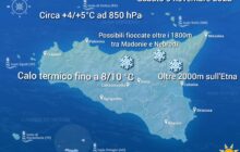 Meteo Sicilia: possibili prime fioccate sulle vette appenniniche oltre i 1800m.