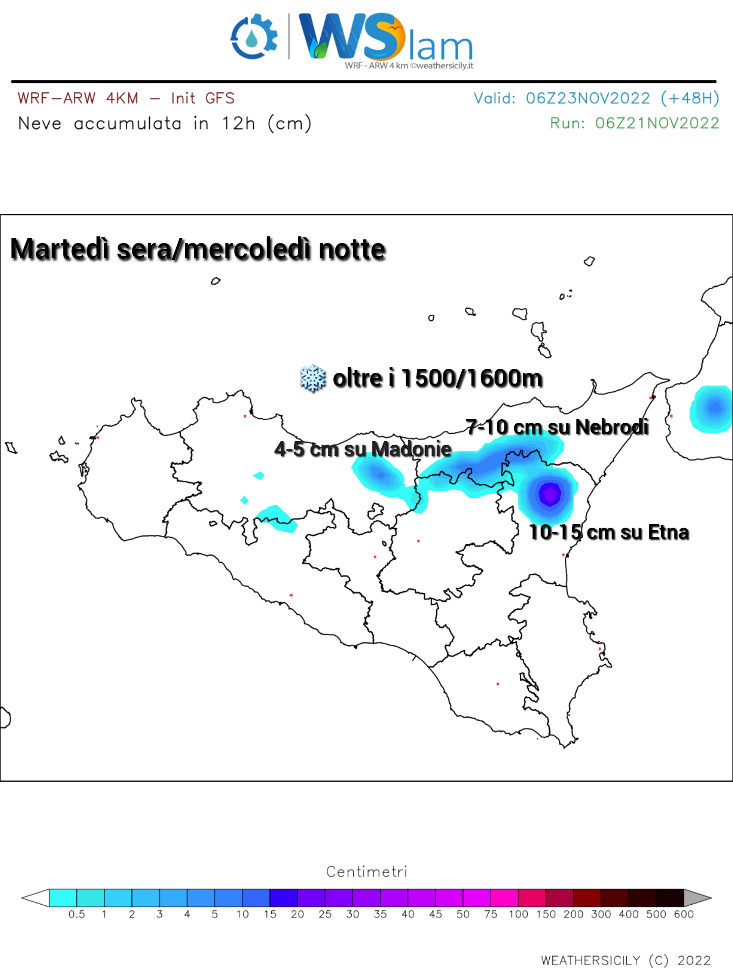 Meteo Sicilia: martedì sera/notte  prima neve su Madonie, Nebrodi ed Etna oltre i 1500/1600m!