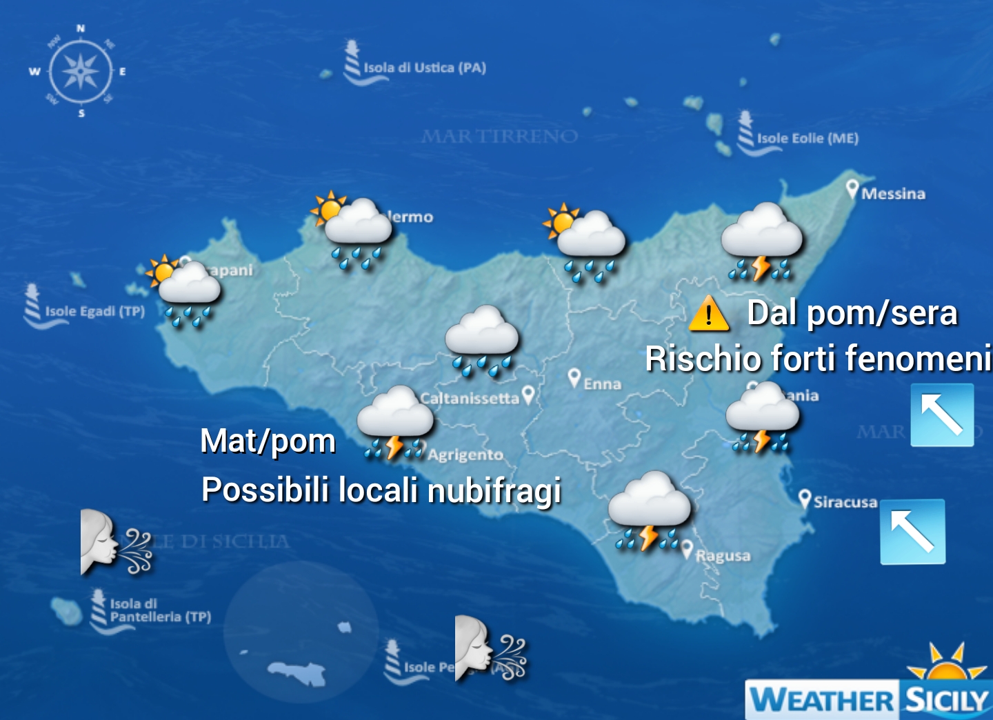 Meteo Sicilia: severo maltempo in arrivo! Possibili forti fenomeni con locali nubifragi.