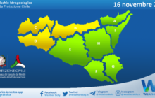 Meteo Sicilia: avviso rischio idrogeologico per mercoledì 16 novembre 2022