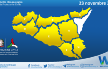 Meteo Sicilia: avviso rischio idrogeologico per mercoledì 23 novembre 2022