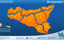 Meteo Sicilia: avviso rischio idrogeologico per sabato 26 novembre 2022