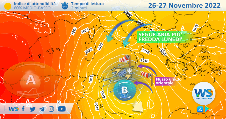 Sicilia, nuovo ciclone nel weekend: atteso maltempo, forti venti e nevone sull'Etna!