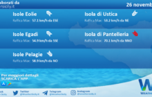 Meteo Sicilia, isole minori: condizioni meteo-marine previste per sabato 26 novembre 2022