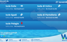 Meteo Sicilia, isole minori: condizioni meteo-marine previste per domenica 27 novembre 2022