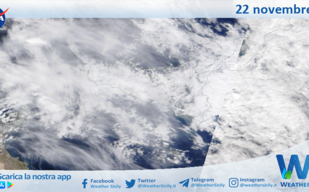 Meteo Sicilia: immagine satellitare Nasa di martedì 22 novembre 2022